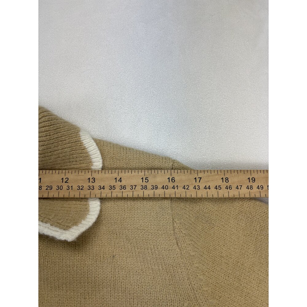 Maeve Khaki Polo Collar Sweater with Black Trim - Picture 9 of 11